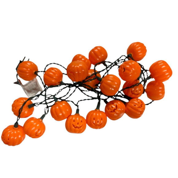 VTG EUC 20 Electric Halloween Jack-o-lantern Blow Mold String Lights • Tested - Picture 2 of 8